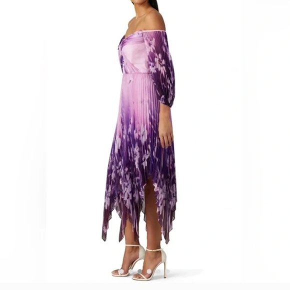 FLOR ET.AL Rossetti $895 Floral-Print Midi strapless sexy Dress 2 - Picture 10 of 13